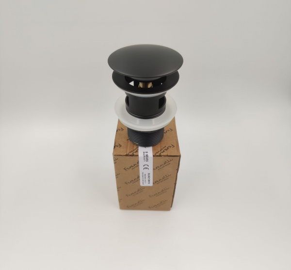 Донный клапан Feramolli BL080 со слив-переливом, черный матовый Feramolli