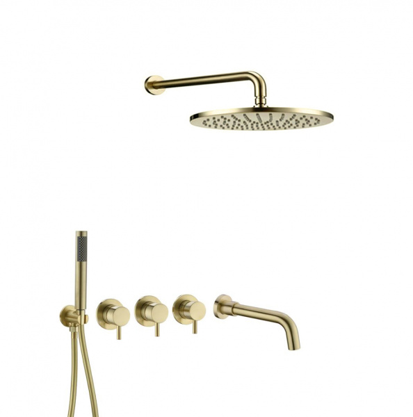Комплект для ванны и душа Feramolli GL744-12+GL677S-21, брашированное золото Feramolli