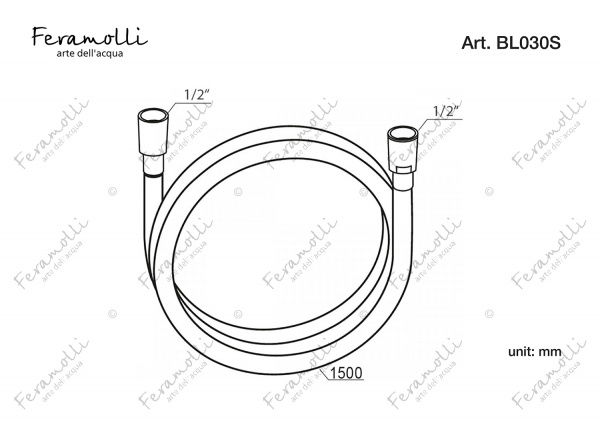 Шланг для душа Feramolli BL030S PVC (1500мм.), черный матовый Feramolli
