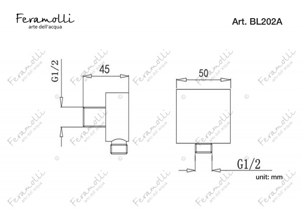 Подключение для шланга Feramolli BL202A, черный матовый Feramolli