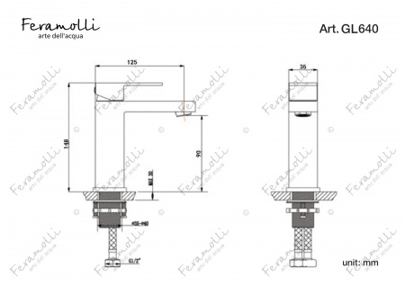 Смеситель для раковины Feramolli GL640, золото Feramolli