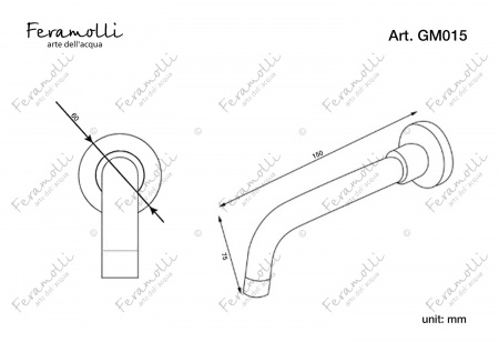 Настенный поворотный излив Feramolli GM015, графит Feramolli