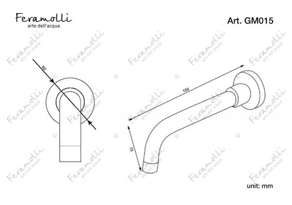 Настенный поворотный излив Feramolli GM015, графит Feramolli