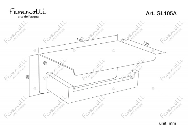 Бумагодержатель Feramolli GL105A с полкой, золото Feramolli