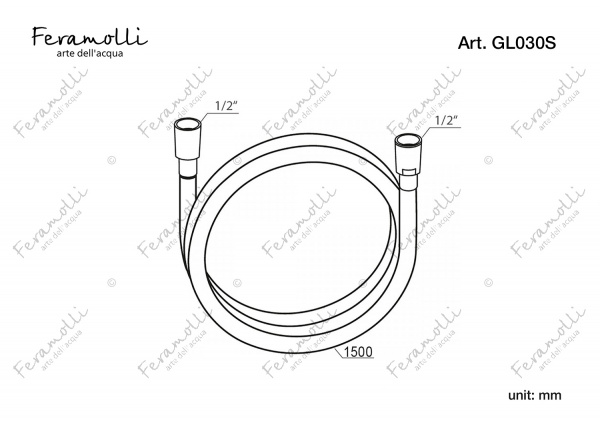 Шланг для душа ПВХ Feramolli GL030S (1500мм.), золото Feramolli