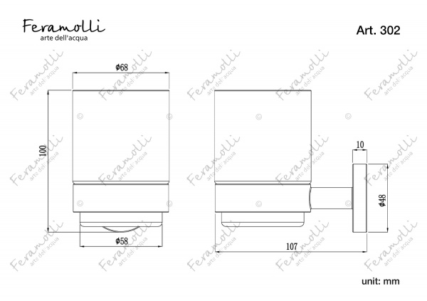 Стакан для зубных щеток Feramolli Lugano GM302, графит Feramolli
