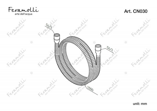 Шланг для душа Feramolli CN030 (1500мм.), никель Feramolli