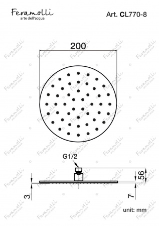 Верхний душ Feramolli CL770-8 (200мм.), хром Feramolli