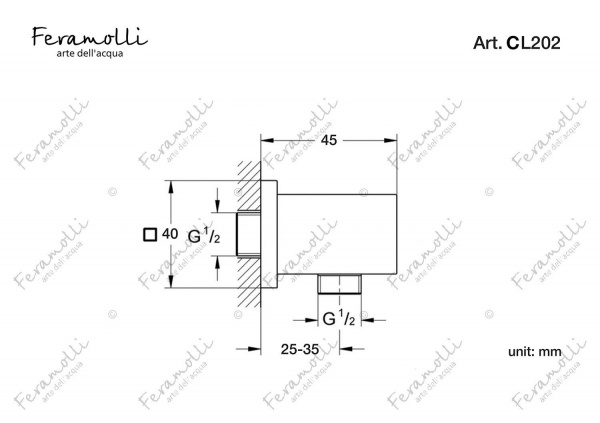 Подключение для шланга Feramolli CL202, хром Feramolli