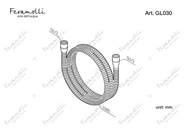 Шланг для душа Feramolli GL030 (1500мм.), золото Feramolli