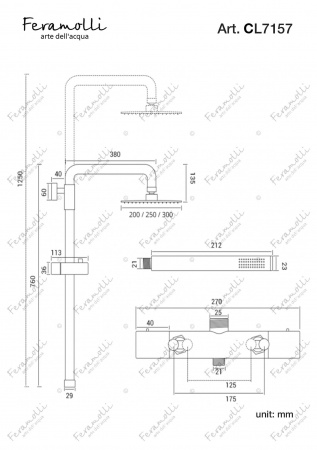 Душевая система с термостатом Feramolli CL7157-10, хром Feramolli