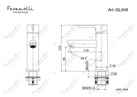 Смеситель для раковины Feramolli GL648, золото Feramolli