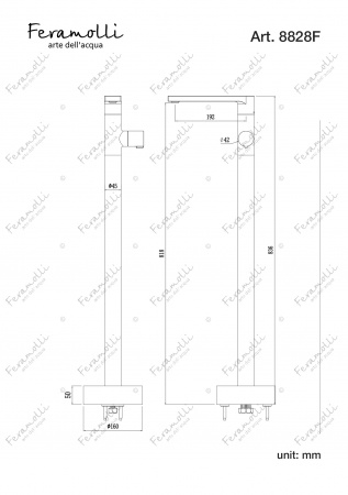 Напольный Смеситель для раковины Feramolli Dante CS8828, никель Feramolli