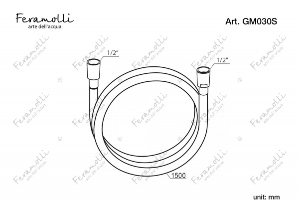 Шланг для душа ПВХ Feramolli GM030S (1500мм.), графит Feramolli