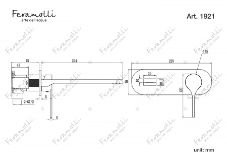 Встраиваемый смеситель для раковины Feramolli Eva Bella ORS1921, медь Feramolli