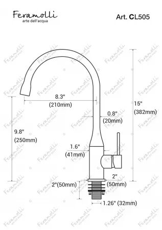 Смеситель для кухни Feramolli CL505, хром Feramolli