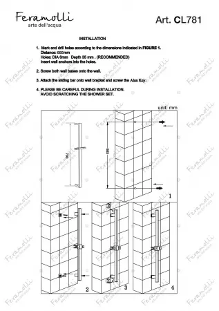 Штанга для душа Feramolli Tropicale CL781, хром Feramolli