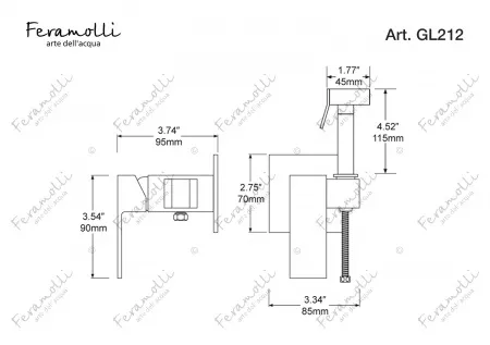 Комплект гигиенического душа Feramolli GL212, золото