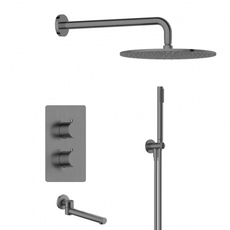 Термостатический комплект 3 в 1 для ванный и душа Feramolli GM725-12 (30см.), графит Feramolli
