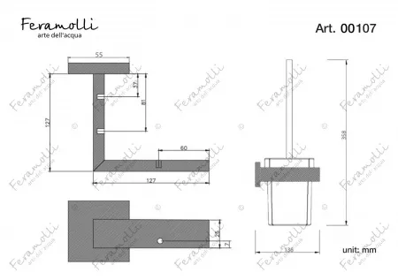 Ершик для туалета Feramolli BL107, черный Feramolli