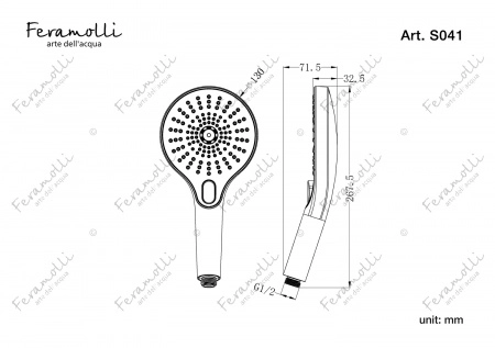 Ручной душ 3 режима Feramolli Sole Air S041GL, золото Feramolli