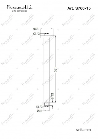 Потолочный кронштейн для душа 150мм Feramolli Sole S766-15BB, медь светлая Feramolli