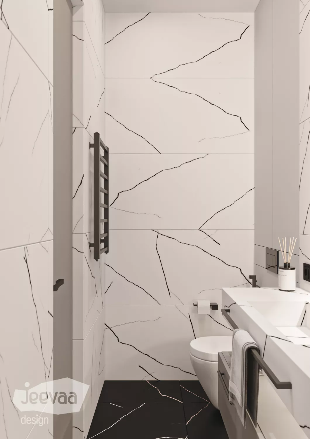 Jeeva Design: пространство ванной комнаты в ЖК Серебряный парк