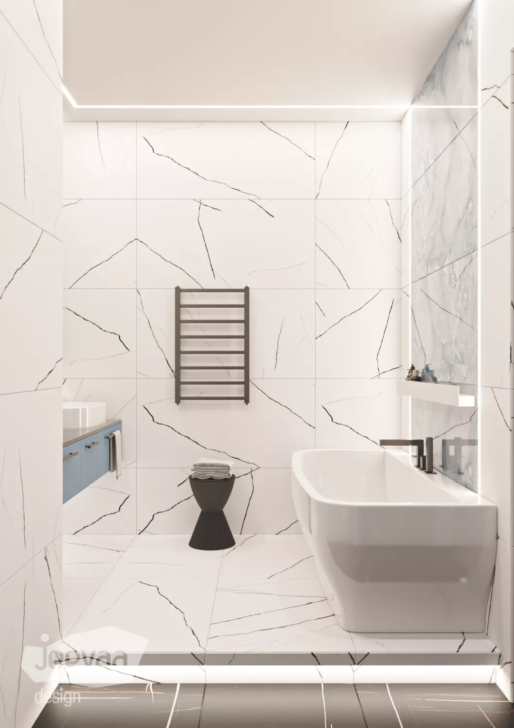 Jeeva Design: пространство ванной комнаты в ЖК Серебряный парк